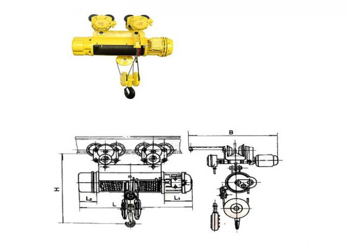 Remote Control Explosion Proof Electric Wire Rope Hoist 0.5 ton to 16 tons Yellow Color